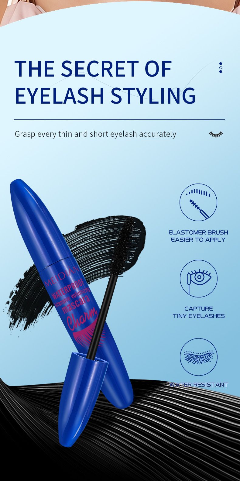 Mascara Meidian Mascara Waterproof, Thick, Curled, Long And Non Smudged Mascara_voghion.com