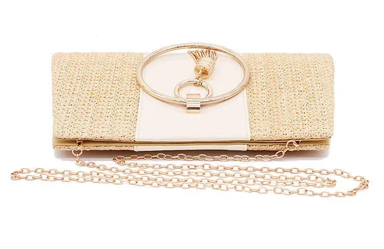 Strohmattenmaterial, kleine Abendgeschenktasche, Damenhandtasche-252_voghion.com