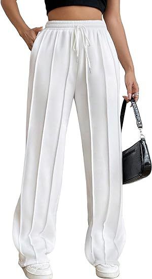 Neue Damenhose mit hoher Taille, lockere und bequeme Hose mit weitem Bein, lässige Sporthose, gerades Bein, Hose für Damen_voghion.com