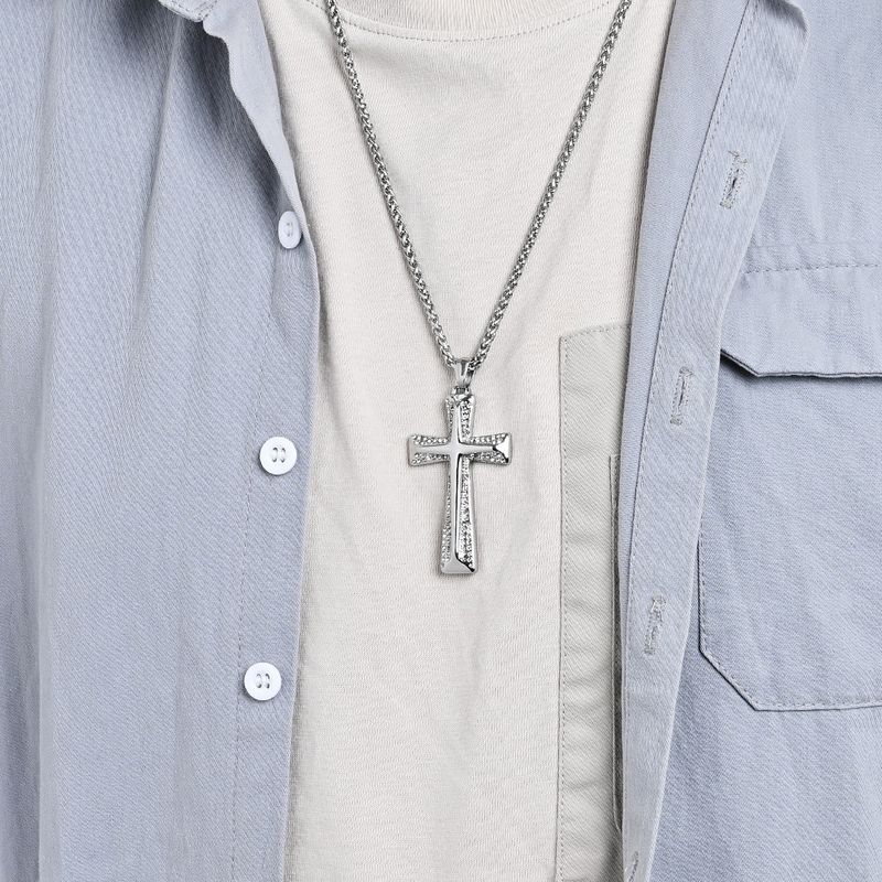 Collana con ciondolo a forma di croce in acciaio al titanio placcato oro con diamanti, stile Hip Hop, per uomo_voghion.com
