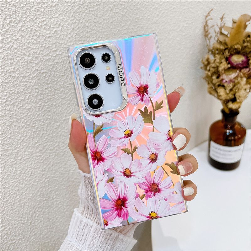 Galaxy S24 S23 FE S22 Ultra Case Trendy Bling Raser Flower Plating Phone Cover for Samsung A55 A35 A25 A15 A54 A14 A34_voghion.com