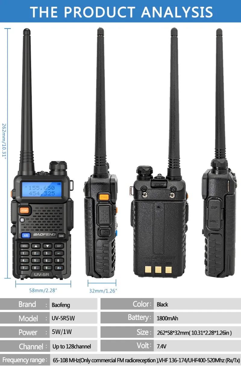 5R 5W 8W Dual Band Baofeng Walkie Talkie UV Ham Two Way VHF UHF FM Handheld Radio Transceiver For Hunting 16KM_voghion.com