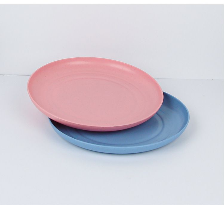 Umweltfreundliches Essteller-Set aus Weizenstroh – Modernes rundes Geschirr für den täglichen Gebrauch, mikrowellengeeignet, ideal zum Verschenken (Blau, Rosa, Beige, Grün)_voghion.com