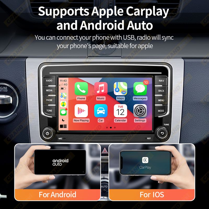 GRANDnavi Android13 Car Radio GPS For VW Skoda Octavia Golf 5 6 Touran Passat B6 Polo Jetta 2Din Multimedia Player_voghion.com