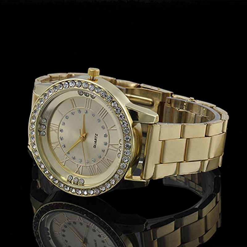 Orologio da polso analogico al quarzo da donna con strass in acciaio inossidabile da uomo Yamaler_voghion.com