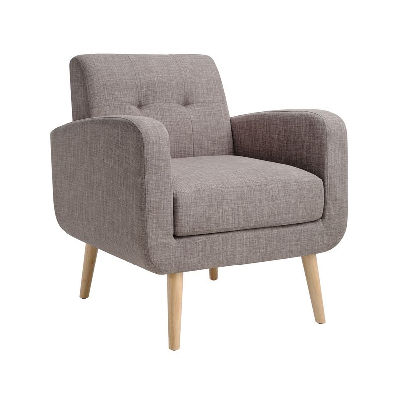 Mid-Century Modern Fabric Accent Armchair Single Sofa With Rubber Wood Legs For Living Room_voghion.com