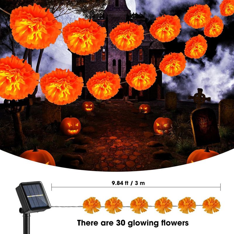 Light String Led Halloween New Chrysanthemum Light Qingming Festival Marigold String Light Ghost Festival Decorative Light Wholesale_voghion.com