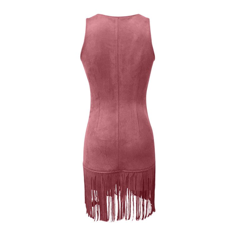 Nuovo abito aderente con frange e spalline a V profondo sexy da donna_voghion.com