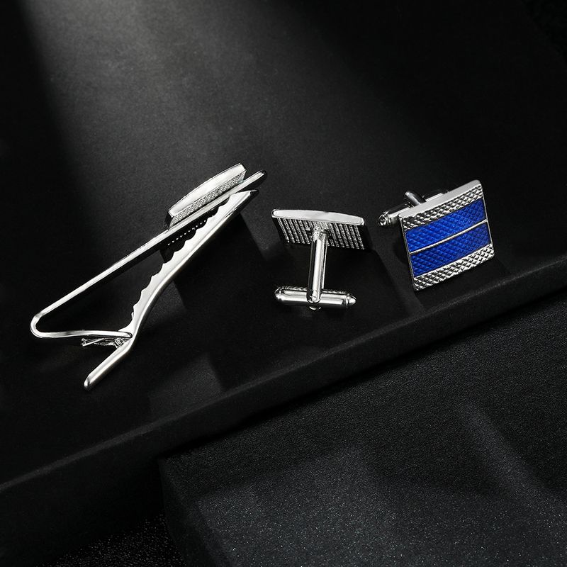 Mode blau muster manschettenknöpfe herren business Französisch hemd manschette nägel krawatte clip set zubehör geschenk box_voghion.com