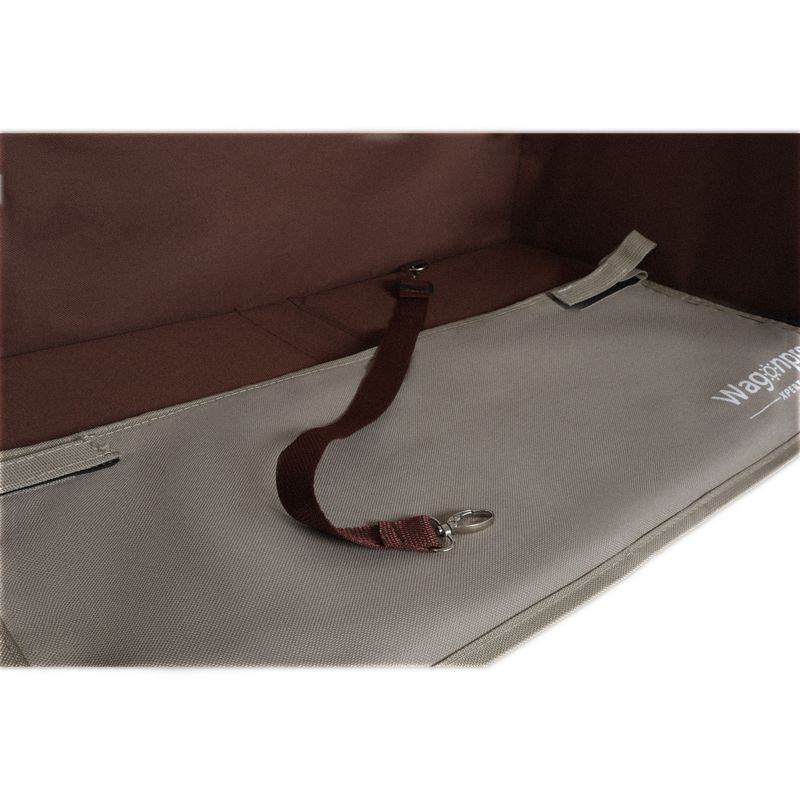 All-in-One Convertible Folding Camping Wagon Cart: Bench Seat, Storage Compartment & Included Dog Tether, Beige/Brown_voghion.com