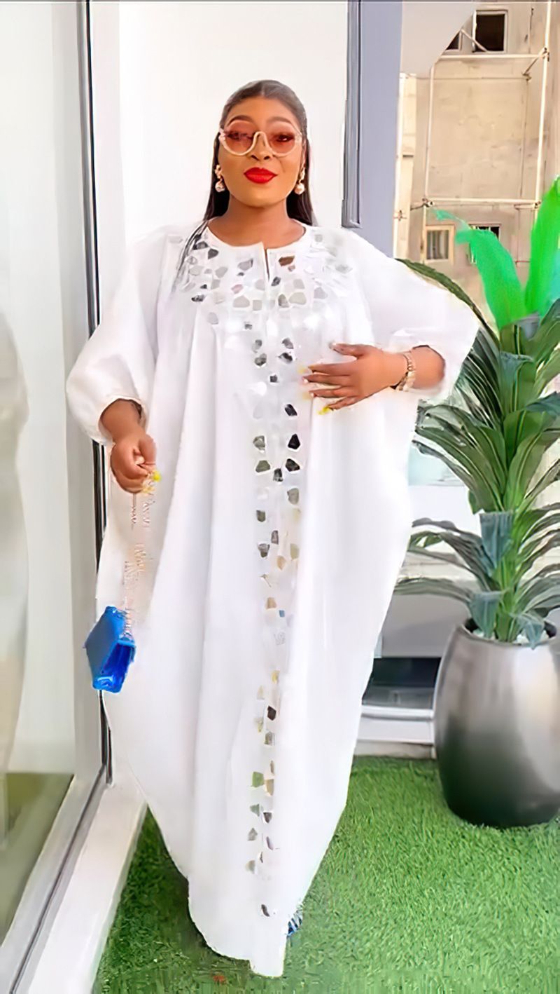 Vestido con parche irregular de diamantes de imitación para mujer_voghion.com