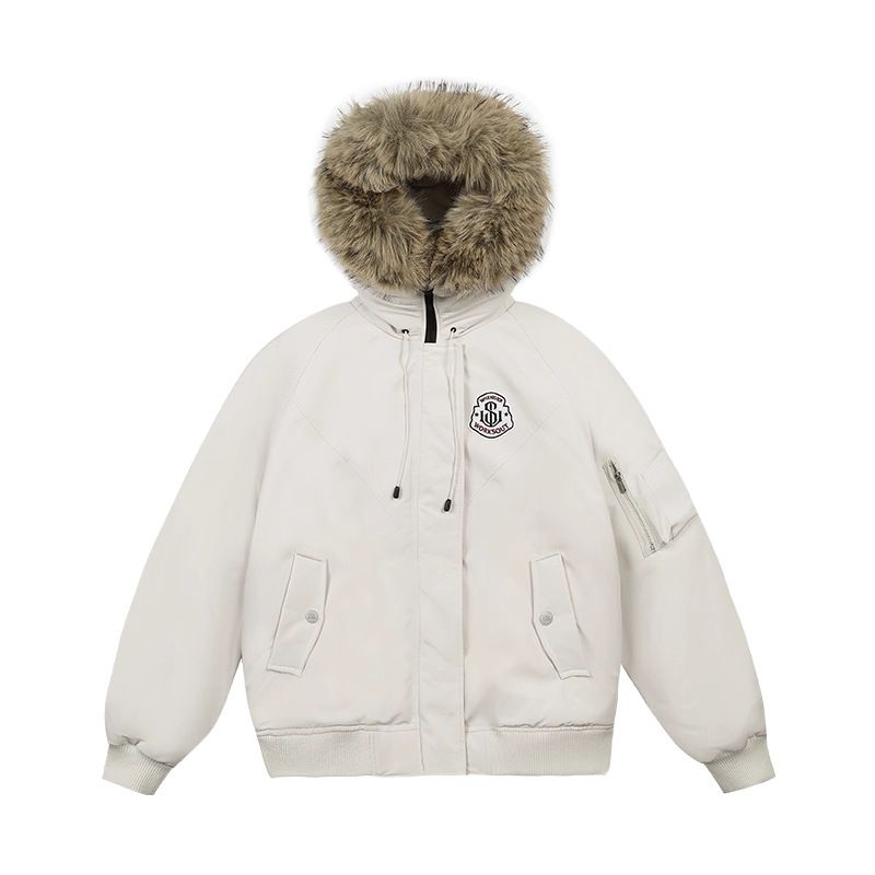 „Retro-Puffermantel mit Kunstpelzbesatz – Übergroße Winterjacke (Creme/Marineblau/Oliv, S-XL, Baumwollfüllung, Promi-inspirierte Streetwear)“_voghion.com