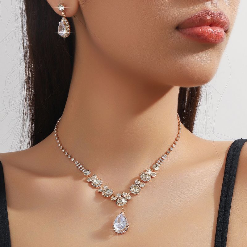 Set di gioielli da donna, set di gioielli da sposa alla moda, collana di alta qualità, orecchini, bracciale, abito da sposa, lusso, elegante, accessori coordinati_voghion.com