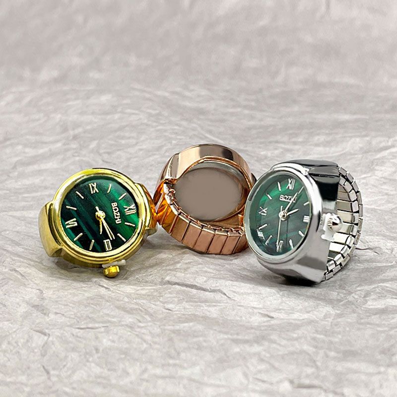 Anello al quarzo verde mini alla moda per donna uomo coppia orologio digitale elastico da dito anelli punk gioielli orologio adolescenti_voghion.com