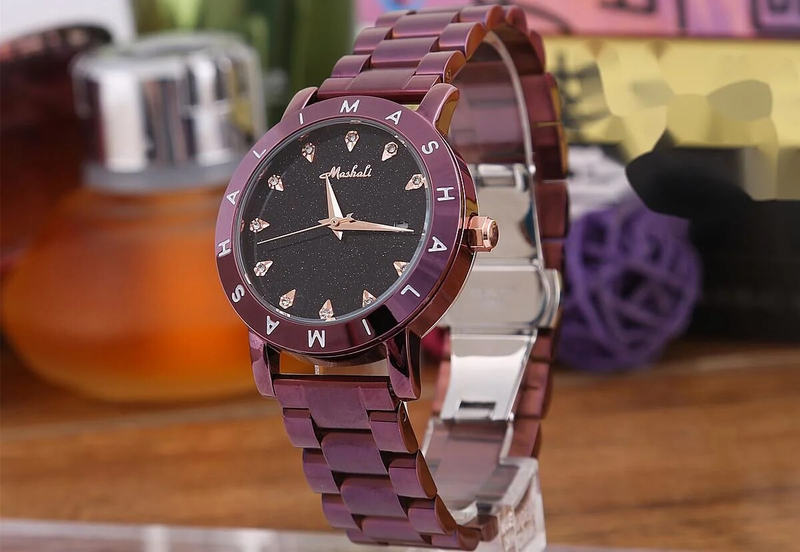 Mary/Full Sky Star Diamond Solid Color Acciaio Donna Orologio Casual Moda Quarzo Versatile con Doppio Pulsante_voghion.com