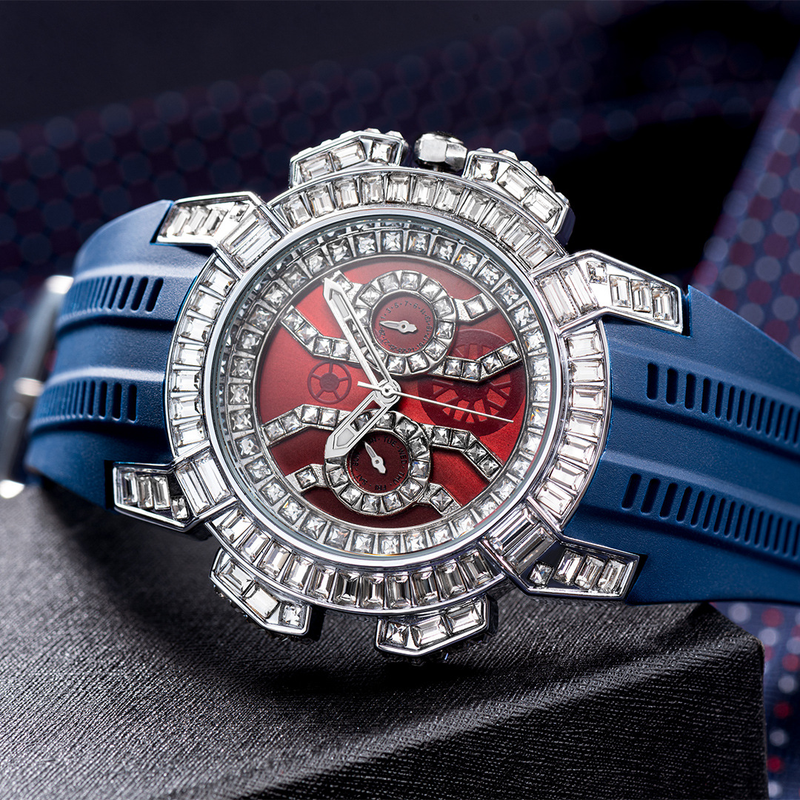 Men's High End Fashion Personality Full Diamond Large Dial Tape Quartz Watch_voghion.com