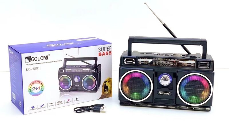 Nejlepší příjem tranzistorového dobíjecího bateriového ladění barevných světel přenosného rádia AM FM s Bluetooth_voghion.com