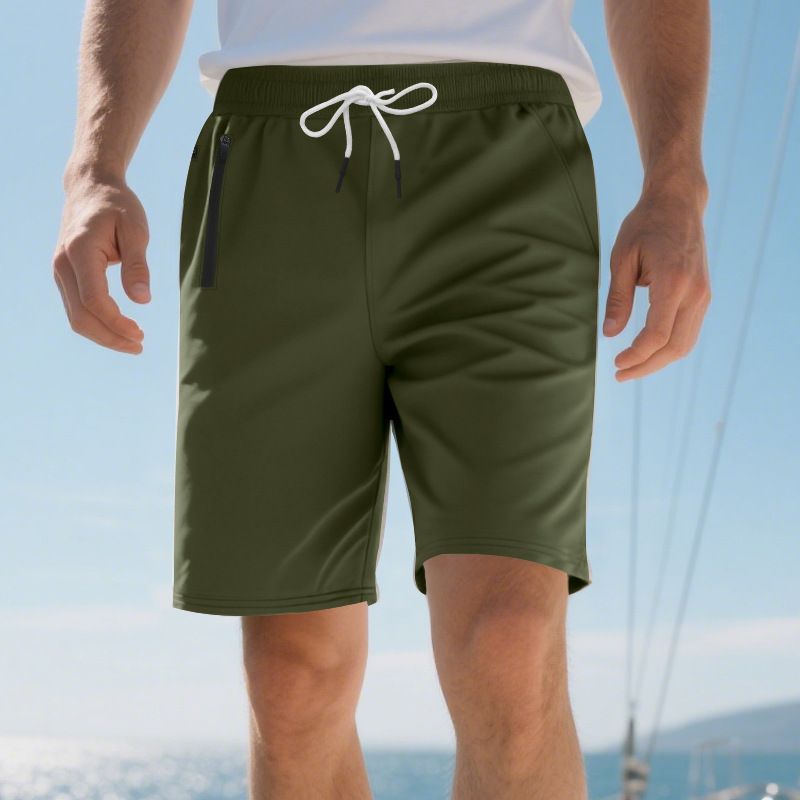 Sommer im amerikanischen Stil Neue Herren Casual Sports Buttoned Beach Solid Color Shorts_voghion.com