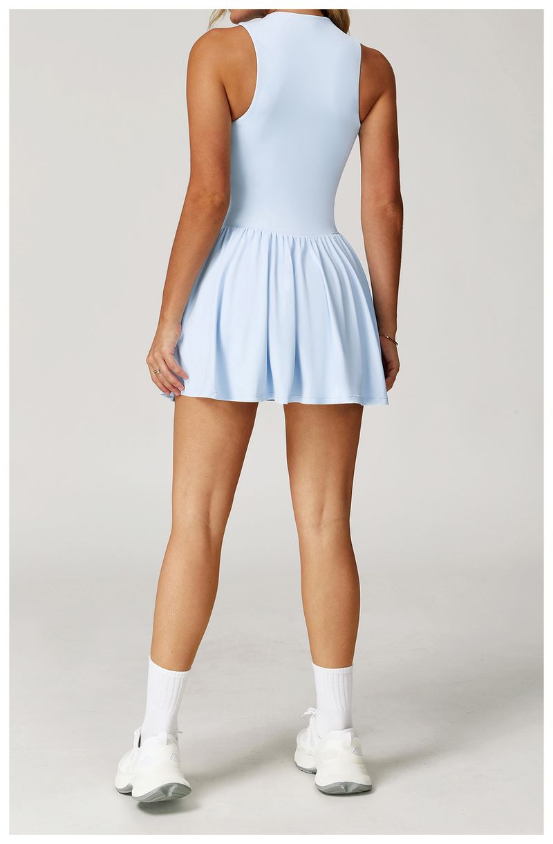 Cloud-Touch Layered Collar Dress - Anti-Peek Running Skirt With A-Line Hem For Tennis, Workouts & Outdoor Activities_voghion.com