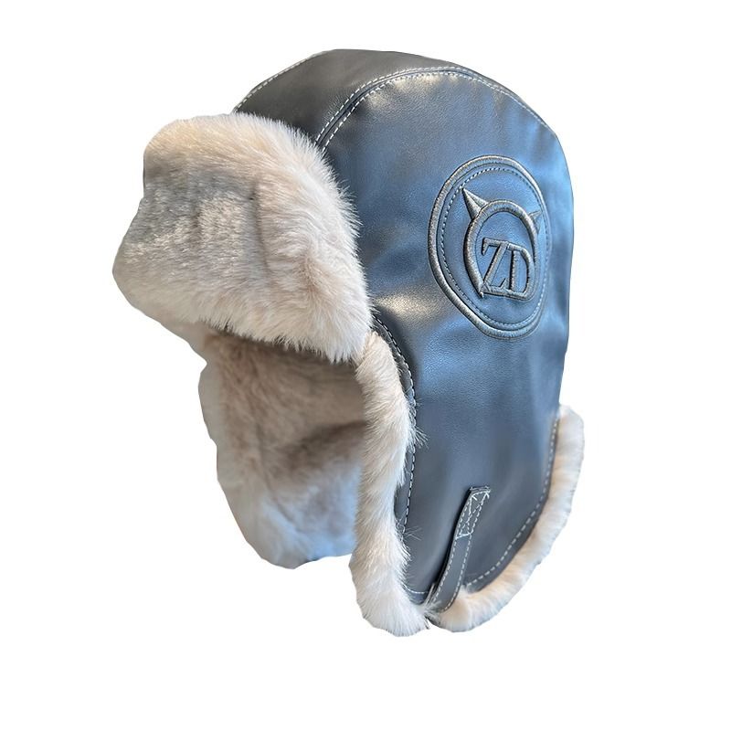 Lei Feng femminile, spessa e calda pelle PU peluche sci all'aperto, cappello volante con protezione per le orecchie fredde, maschio alla moda_voghion.com