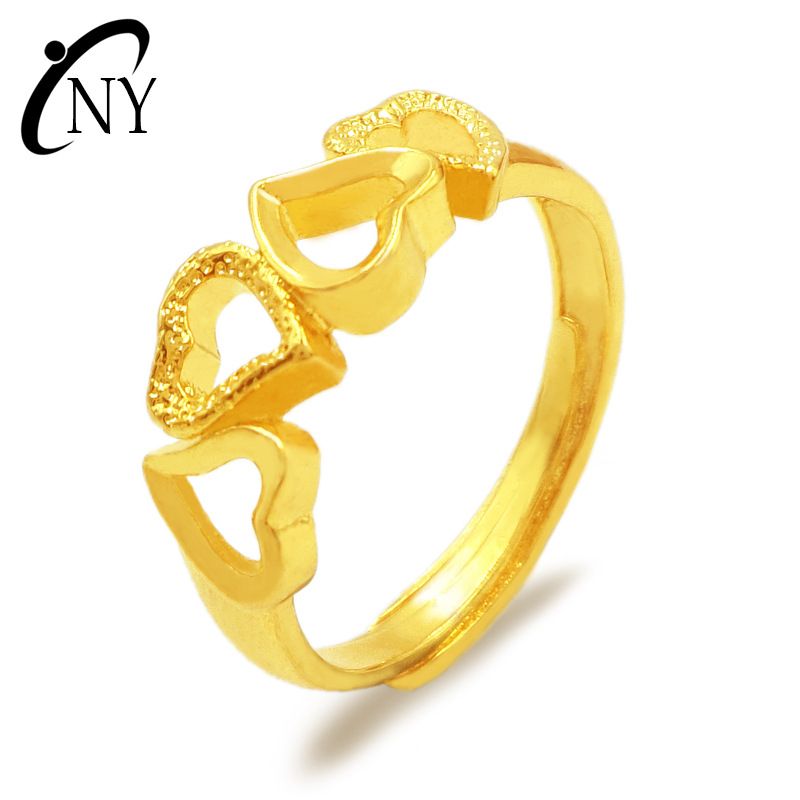 Brass Jewelry Women, Hollowed Out Connected And Open Mouth, Four Heart Ring For Women_voghion.com