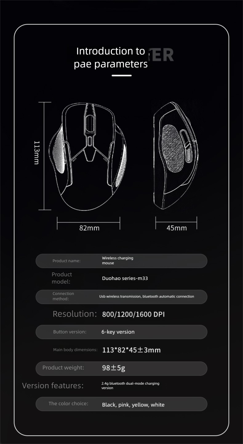 Bluetooth Wireless Mouse Dual Mode Rechargeable Silent For Laptop Desktop Computer Mechanical Gaming_voghion.com