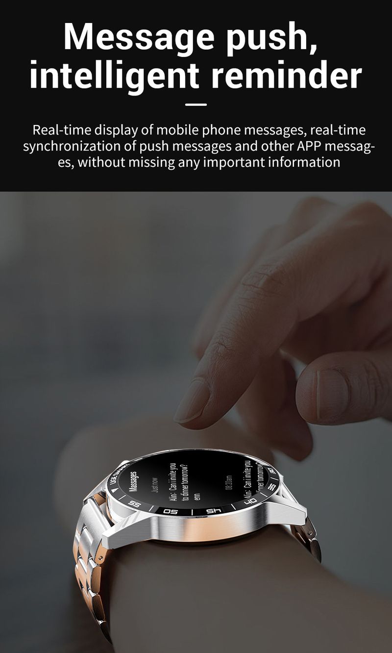 Akıllı Saat Kan Basıncı Kalp Atış Hızı Bluetooth Çok İşlevli Erkek İş Saati_voghion.com