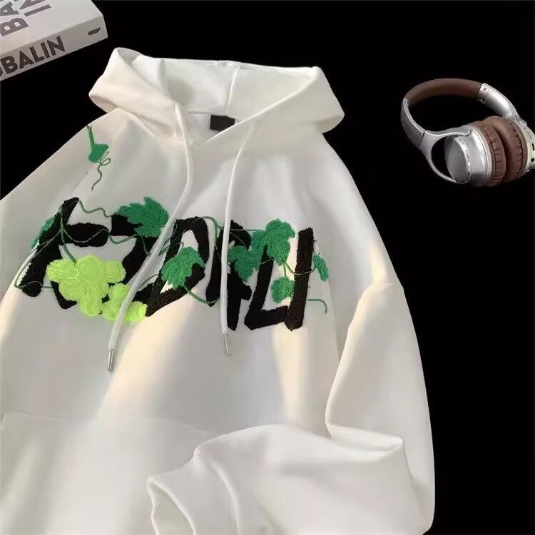 Nuova felpa con cappuccio da tennis in uva con motivo a motivo primaverile e autunnale da uomo, giacca con cappuccio dalla vestibilità ampia_voghion.com