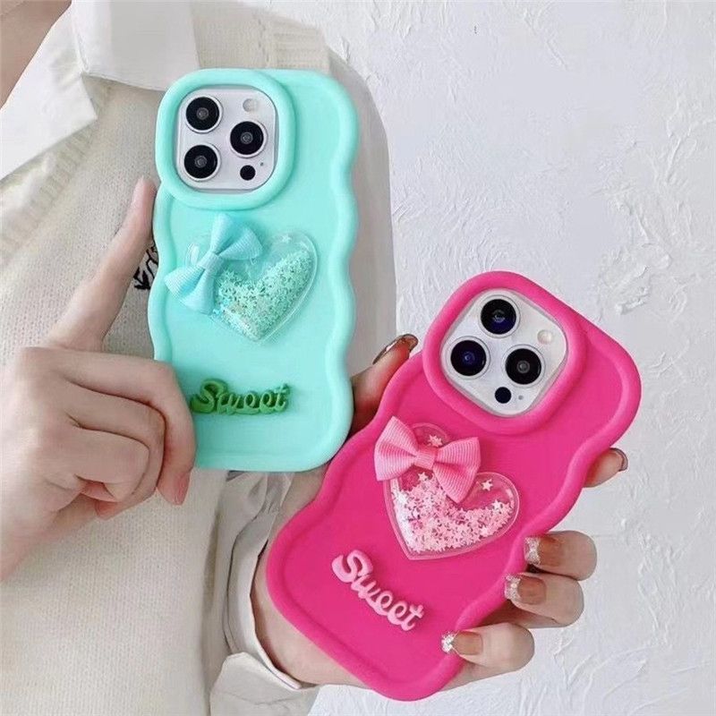 Quicksand Kalp Silikon Telefon Kılıfı iphone 15 14pro 11 12 13 14 15pro xs max XR 7 8 plus 15plus Candy Cover_voghion.com