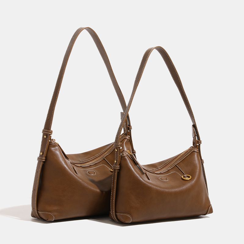 Trace Vegetable Tanned Leather Texture Hobo For Women Suede Underarm Commuter Dumpling Single Shoulder Crossbody Bag_voghion.com