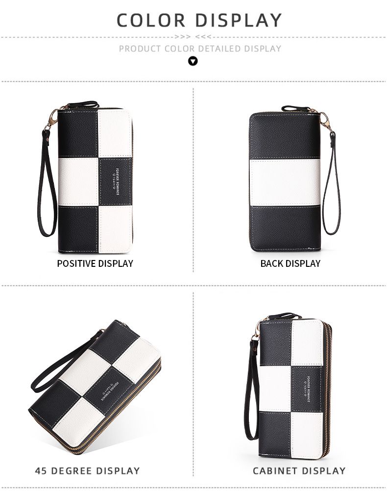 Multi-color Optional Girls' Long Wallet, Wallet In Hand, Women's Three-color Splicing Zipper, Mobile Phone Bag, Wallet, Wallet_voghion.com