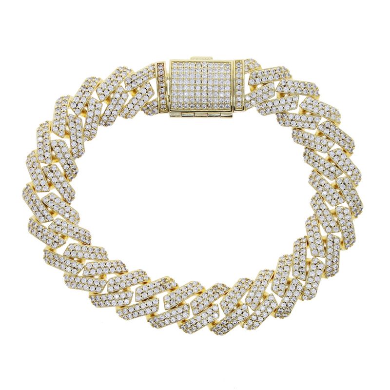Men's Jewelry Hip Hop Cuban Chain 12mm Double Row Zircon Chain Cuban Chain Men's Hip Hop Bracelet_voghion.com