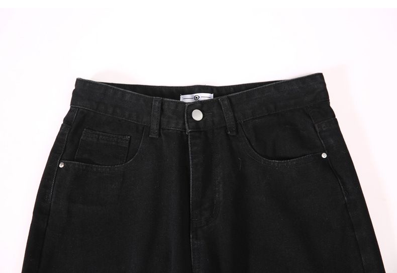 Deep Blue Washed Denim Jeans Herren im Frühjahr und Herbst 2024, neue einfarbige, vielseitige, weite, lässige Hose mit geradem Bein für_voghion.com
