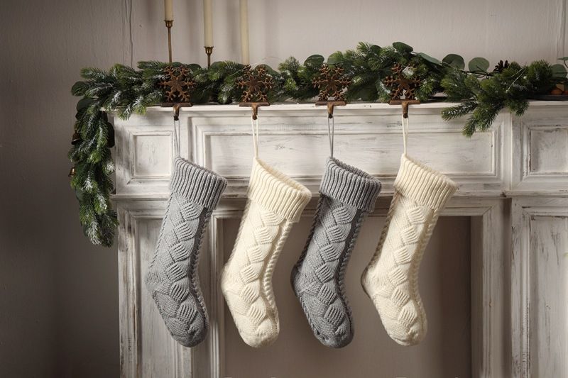 Knitted Christmas socks, yarn gift candy decoration bags, large banquet woven hanging accessories, socks and supplies_voghion.com