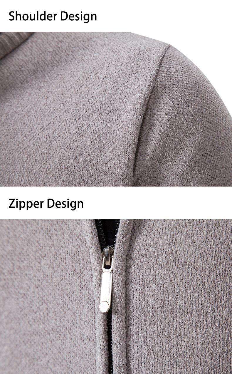 2023 winter men's sweater sweater cardigan high collar slim lapel trend thickened warm jacket_voghion.com