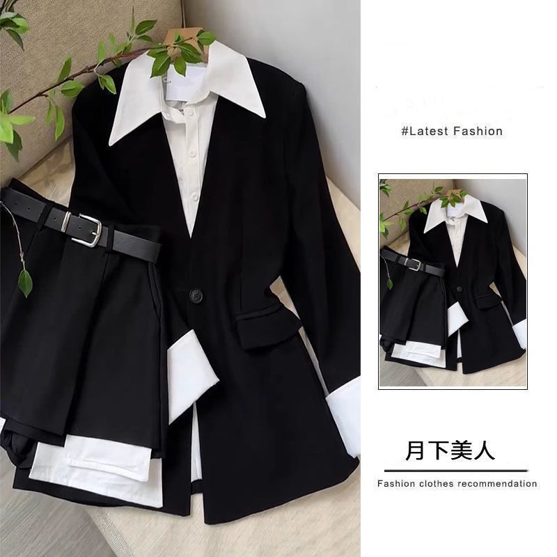 Early Autumn Little Style For Women 2024 New Two-Piece Blazer Jacket Top Skirt Pants Set_voghion.com
