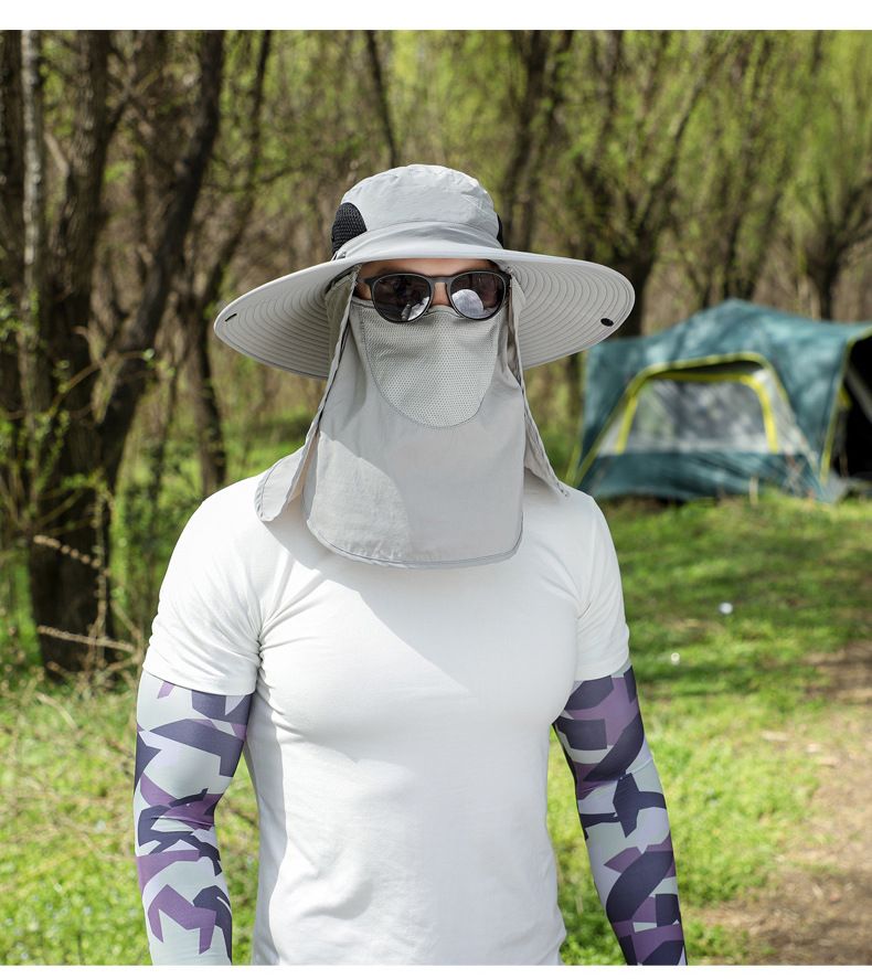 Men's Camo Sun Hat With Face Mask & Neck Cover - UPF 50+ UV Protection For Hiking & Fishing (Summer Outdoor Essential)_voghion.com
