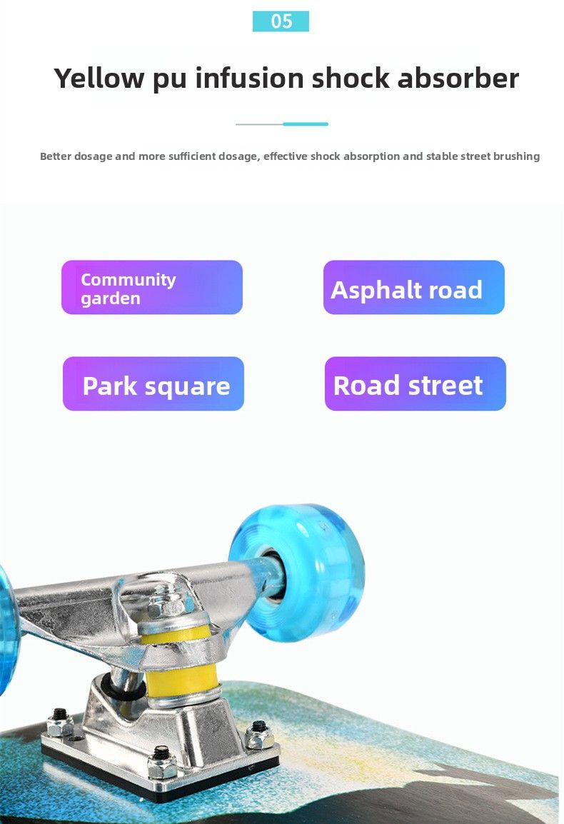 Dropshipping Beginner Double Kick Four-Wheel Professional Street Style For Men Women Adults And Children Skateboard_voghion.com