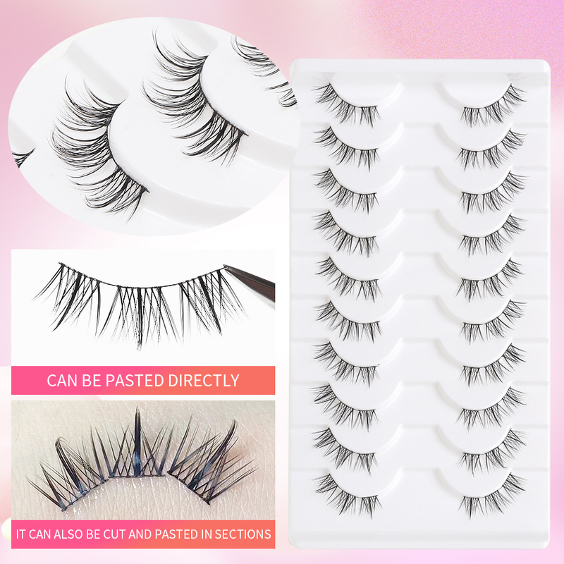 Pairs Natural 5/7/10 Short False Eyelashes Manga Lashes 3d Faux Mink Eyelashes Soft Winged Natural Realist_voghion.com