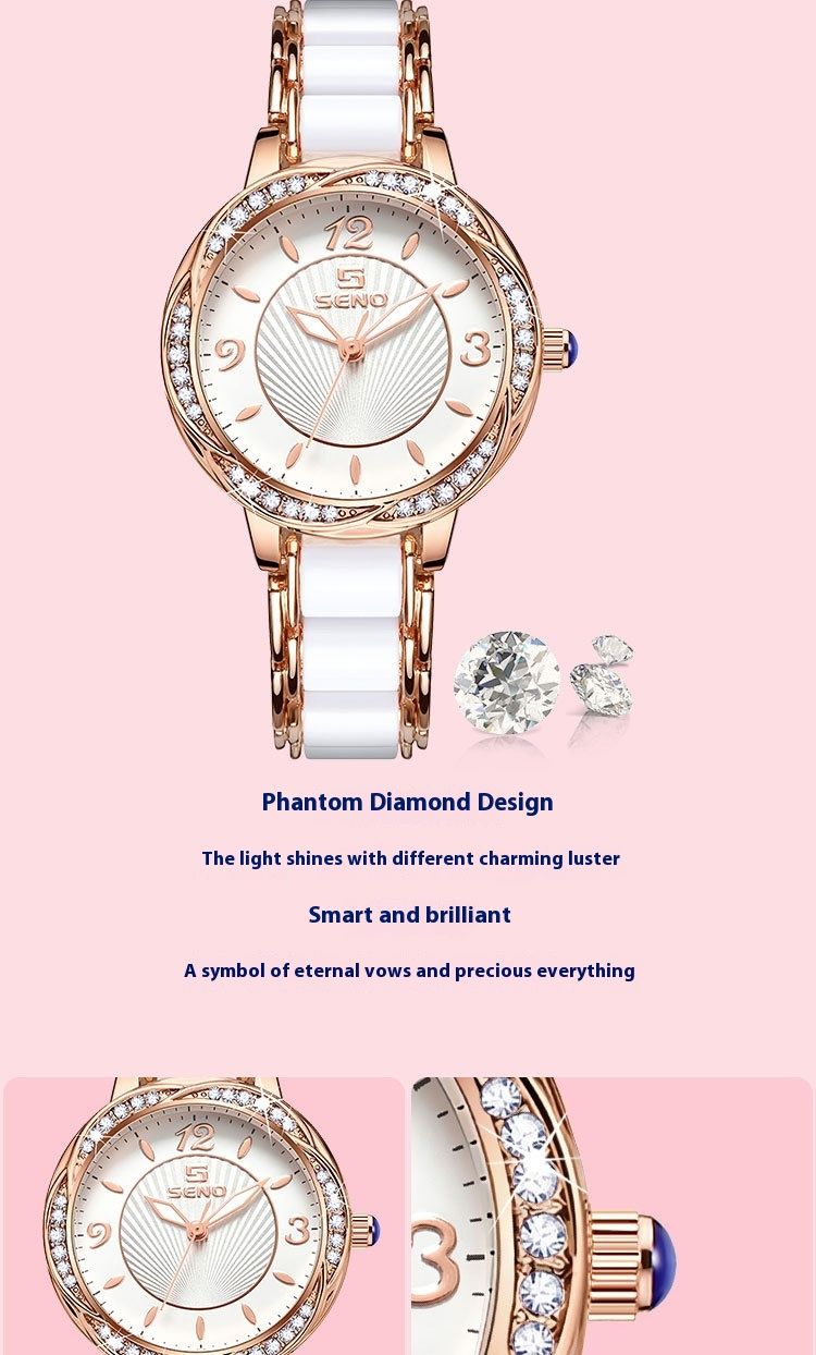 New Ceramic Strap Butterfly Buckle Quartz Watch For Life Waterproof Women's Watch Suitable For Business Commuting Shopping Festival Gifts_voghion.com