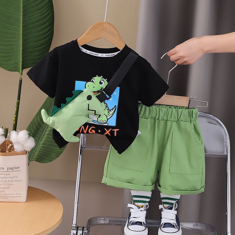 Ragazzi maniche corte 2024 Nuovo alla moda abbigliamento estivo per bambini neonati bambini cartone animato due pezzi set_voghion.com