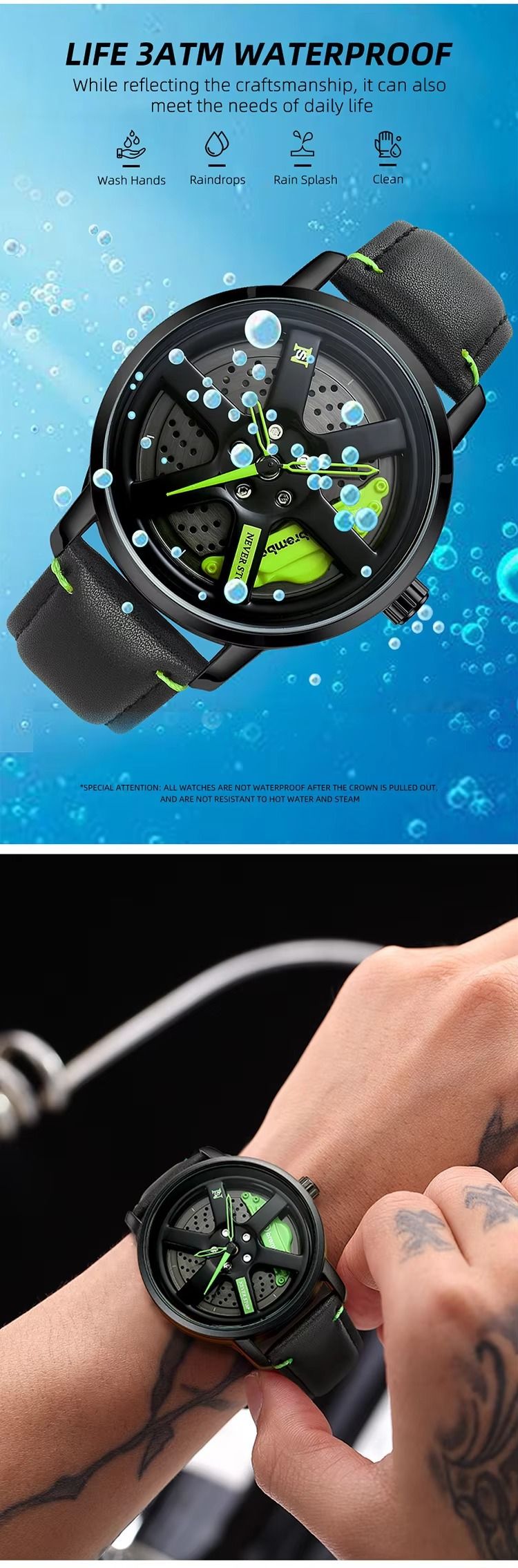Car Hub 360° Rotation Watches Wheel Watch Outline Men's Watch With Box_voghion.com