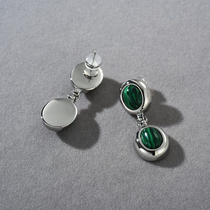 Kadın Takıları - Vintage Malakit Küpeler, Minimalist Bohem Şıklığı, Altın Kaplama Yarım Ay Değerli Taş, Günlük Kullanım İçin Zarif ve Gösterişli Parça_voghion.com