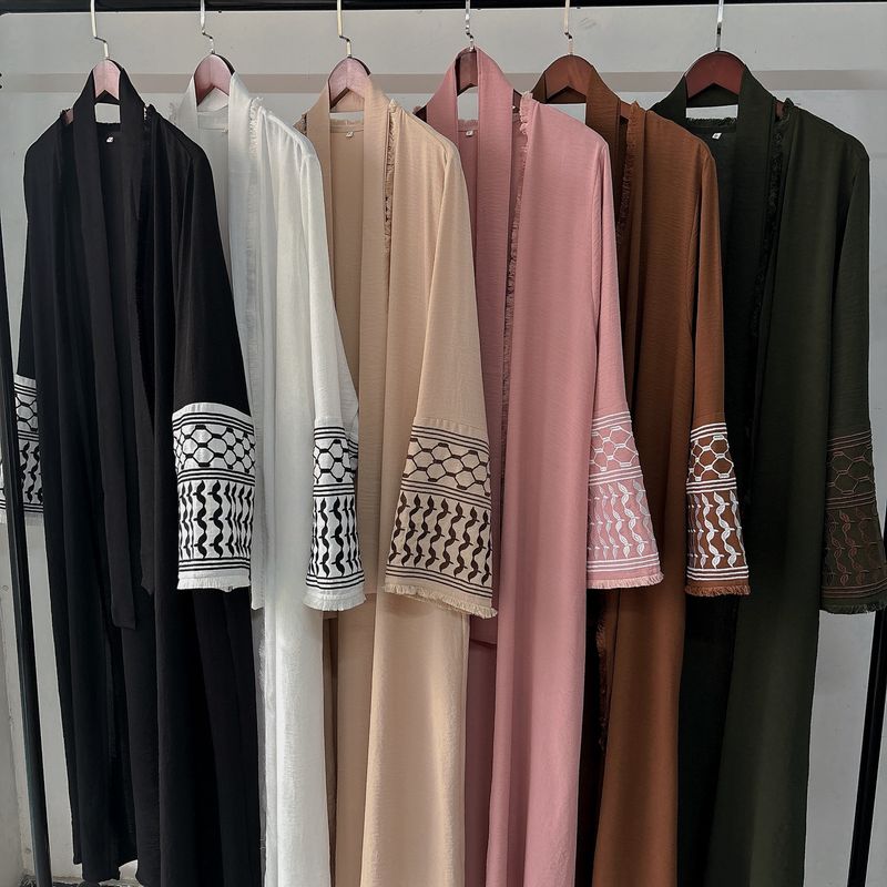 Women's Clothing New Fashion Simple Embroidered Cardigan With Tassels Dress Without Headscarf_voghion.com