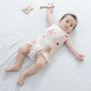 Παιδικός υπνόσακος με κοντό μανίκι και χωριστά πόδια, καλοκαιρινός λεπτός υπνόσακος από μπαμπού και γάζα για μωρά, αντιολισθητική πάπλωμα_voghion.com