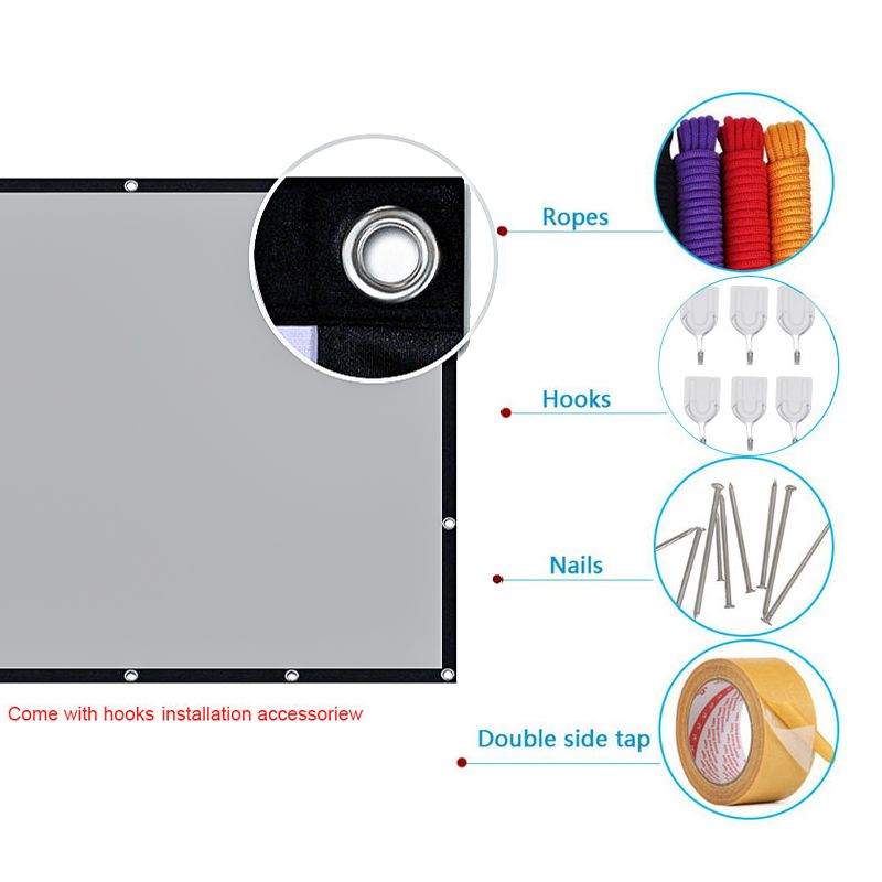 Rideau anti-lumière en métal 16:9 100 120 133 pouces Écran de projection 3D HD portable pour maison et extérieur_voghion.com