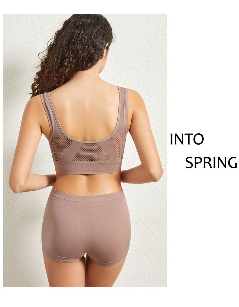 Intimo con un tocco femminile, fondo in acciaio arricciato, bellissimo set di canottiere, taglia grande, senza imbottitura, traspirante, yoga_voghion.com