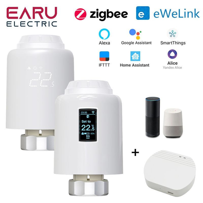 Neien EWek Smart ZigBee Thermostat Heizkierper TRV Programméierbaren Aktuator Heizung Ferntemperaturregler Alexa Google_voghion.com
