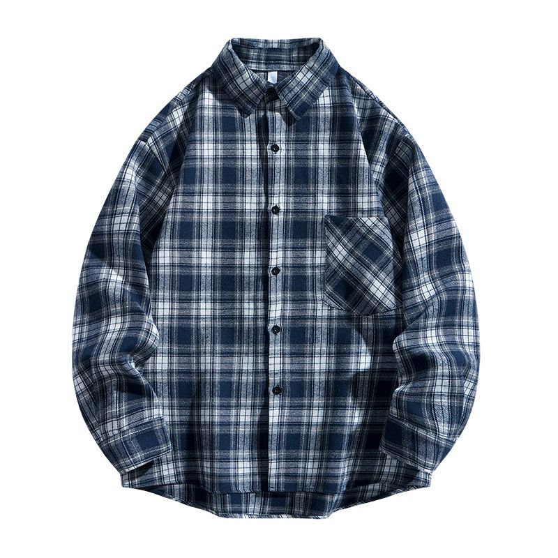 Men's long sleeved checkered shirt, men's loose and versatile casual top, outerwear, autumn fashion trend_voghion.com