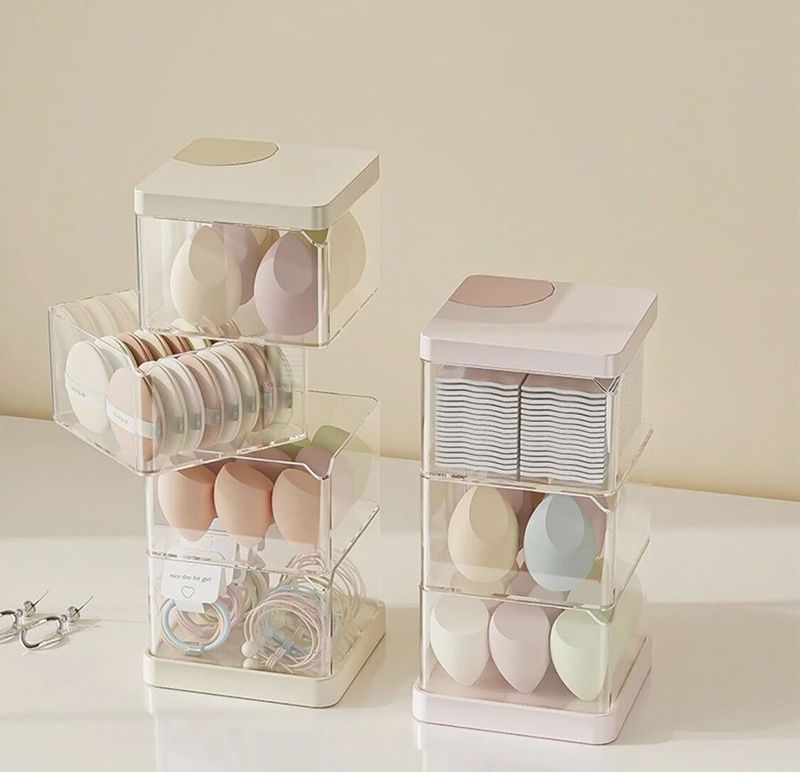 360° Rotating Makeup Organizer - 3-Tier Spinning Cosmetic Storage With Large Capacity | Clear Bathroom Vanity Organizer For Makeup, Jewelry & Skincare Products | Durable Display Shelf For Countertop_voghion.com